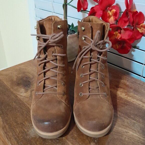 leather brown Kork-Ease lace up ankle boots women's size 9M - Picture 6 of 10